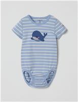 Cotton Rich Ribbed Striped Whale Bodysuit (1-12 Mths)