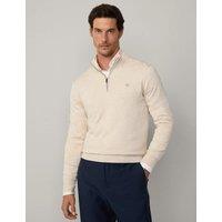 Cotton Rich Half Zip Sweatshirt with Silk
