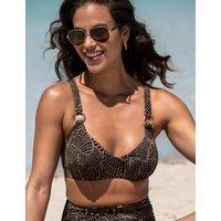 Samoa Printed Wired Plunge Bikini Top (C-G)