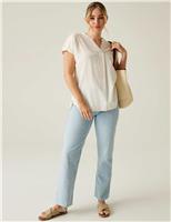 Rianne Cotton Rich V-Neck Shirt with Linen