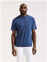 Scotch & Soda Pure Cotton Summer Graphic T-Shirt Navy