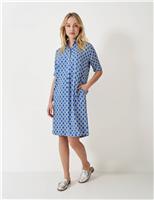 Geometric Collared Knee Length Shirt Dress