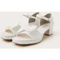 Kids Lace Bow Ankle Strap Heeled Sandals (1 Large - 6 Large)