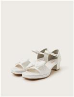 Kids Lace Bow Ankle Strap Heeled Sandals (1 Large - 6 Large)