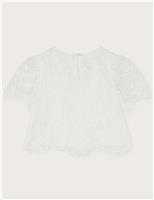 Floral Lace Round Neck Occasion Top (3-15 Yrs)