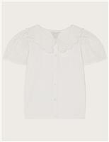 Pure Cotton Broderie Blouse (3-15 Yrs)
