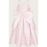 Striped Bow Strappy Twill Party Dress (3-15 Yrs)