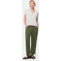 Whistles Tessa Cotton Rich Straight Leg Trousers Khaki