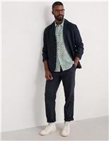 Pure Linen Geometric Short Sleeve Shirt