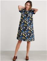 Pure Cotton Geometric Slash Neck Swing Dress