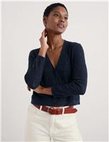 Pure Cotton Textured V-Neck Cardigan