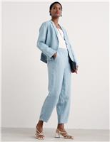 Pure Linen Tapered Ankle Grazer Trousers