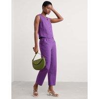 Seasalt Cornwall Linen Rich Straight Leg Ankle Grazer Trousers Purple