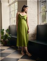 Cowl Neck Strappy Midi Slip Dress