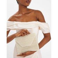 Faux Pearl Envelope Bridal Clutch Bag