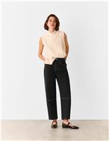 Whistles High Waisted Slim Barrel Ankle Grazer Jeans Black Mix