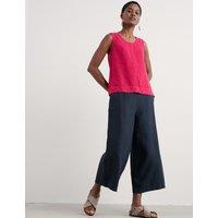 Seasalt Cornwall Pure Linen Side Zip Wide Leg Culottes Navy