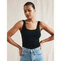 Cotton Rich Ribbed Scoop Neck Vest