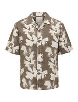 ONLY & SONS Regular Fit Cotton Rich Floral Shirt Brown Mix
