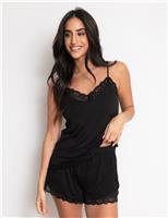 Pour Moi Sofa Loves Lace Trim Pyjama Shorts Navy Mix
