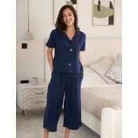 Pour Moi Pure Cotton Double Cloth Pyjama Set Navy