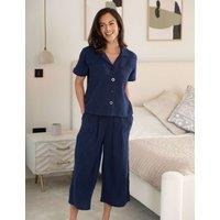 Pour Moi Pure Cotton Double Cloth Pyjama Set Navy