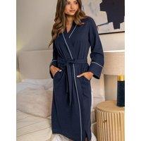 Pour Moi Love to Lounge Waffle Loungewear Gown Navy