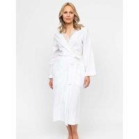 Pure Cotton Seersucker Lace Trim Dressing Gown