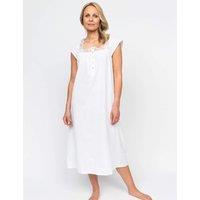 Pure Cotton Seersucker Lace Trim Nightdress