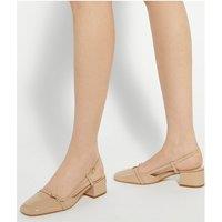 Patent Block Heel Slingback Shoes