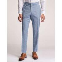 Ted Baker Slim Fit Linen Rich Flat Front Trousers Air Force Blue