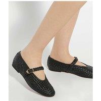 Leather Woven Buckle Mary Jane Ballet Pump