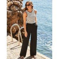 SOSANDAR Linen Blend Wide Leg Trousers Black