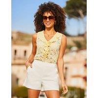 Broderie V-Neck Ruffle Top