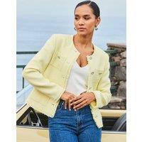 SOSANDAR Textured Collarless Jacket Yellow