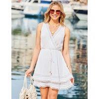 SOSANDAR Wrap Detail Embroidered Mini Beach Dress White