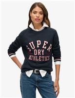 Pure Cotton Crew Neck Slogan Relaxed Jumper