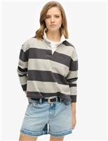 Pure Cotton Striped Oversized Rugby Top
