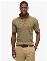 Pure Cotton Textured Knitted Polo Shirt