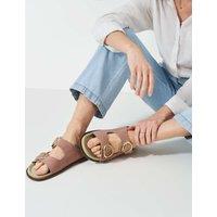 Suede Buckle Flat Sandals