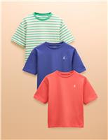 3pk Pure Cotton Plain & Striped T-Shirts (1-12 Yrs)