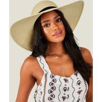 Woven Straw Wide Brim Floppy Hat