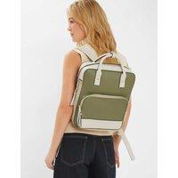 Faux Leather Colour Block Top Handle Backpack