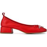 Leather Block Heel Ballet Pumps