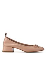 Leather Block Heel Ballet Pumps