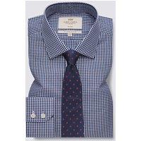 Hawes & Curtis Slim Fit Pure Cotton Check Shirt Navy Mix