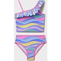 Crew Clothing Asymmetric Frill Tankini (3-12 Yrs) Purple Mix