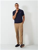 Crew Clothing Pure Cotton Knitted Jersey Polo Shirt Dark Blue