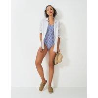 Ruched Printed Padded Scoop Neck Swimsuit