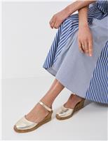 Leather Metallic Wedge Espadrilles